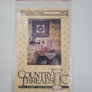 Crafts - Country Threads Log Cabin Hearts #103 Quilt Pattern Wallhanging Pillow